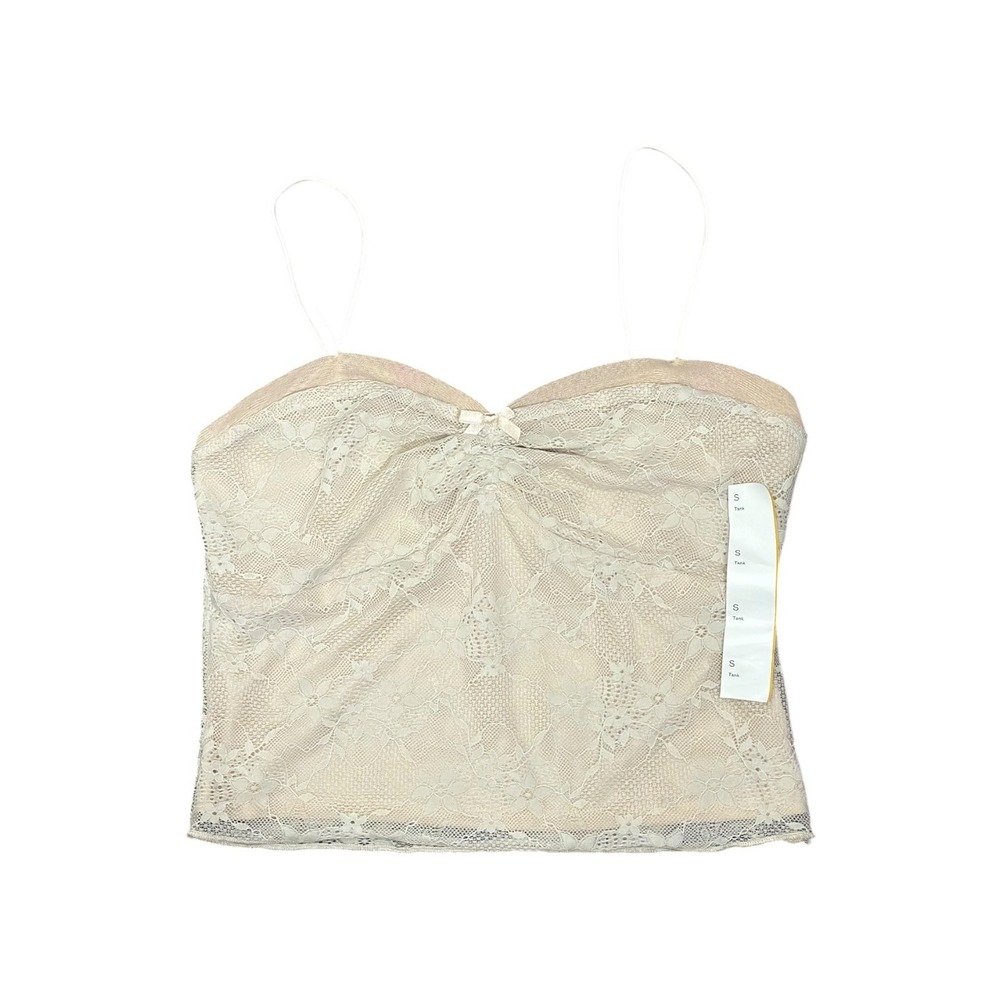 Wild Fable Fairycore Cream Floral Lace Cami Sweetheart Crop Tank Top Small NWT - Picture 2 of 6